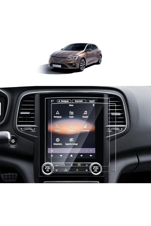 Renault Megane 9.3 inç Easy Link Multimedya Ekran Koruyucu 9H Nan