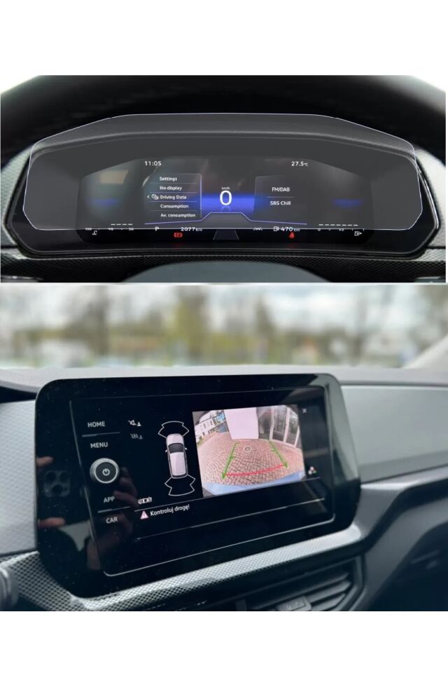 Volkswagen T-Cross Ekran Koruyucu 8'' Multimedya ve 8'' Dijital Panel Ekran Koruyucu Nano Film Set