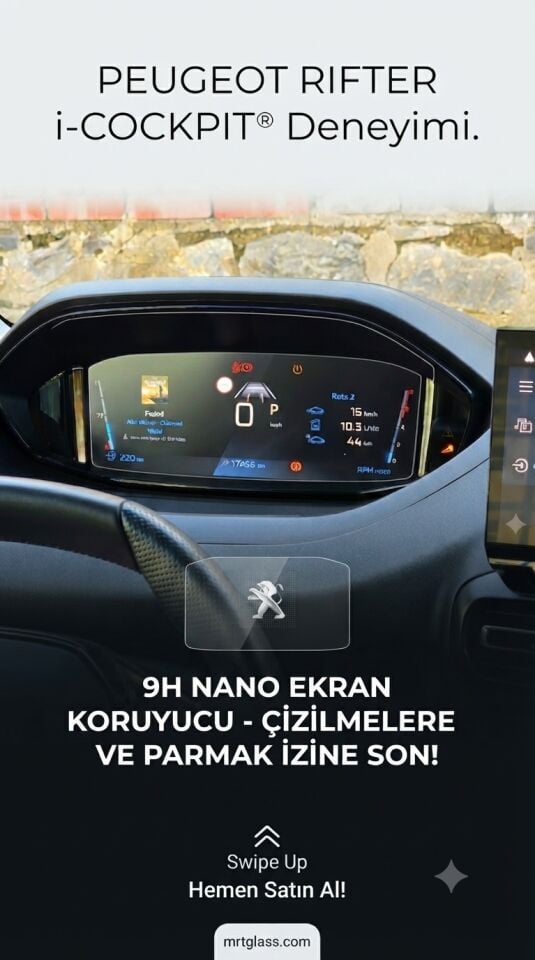 Peugeot Rifter Ekran Koruyucu Dijital Gösterge 9H Nano 2024+