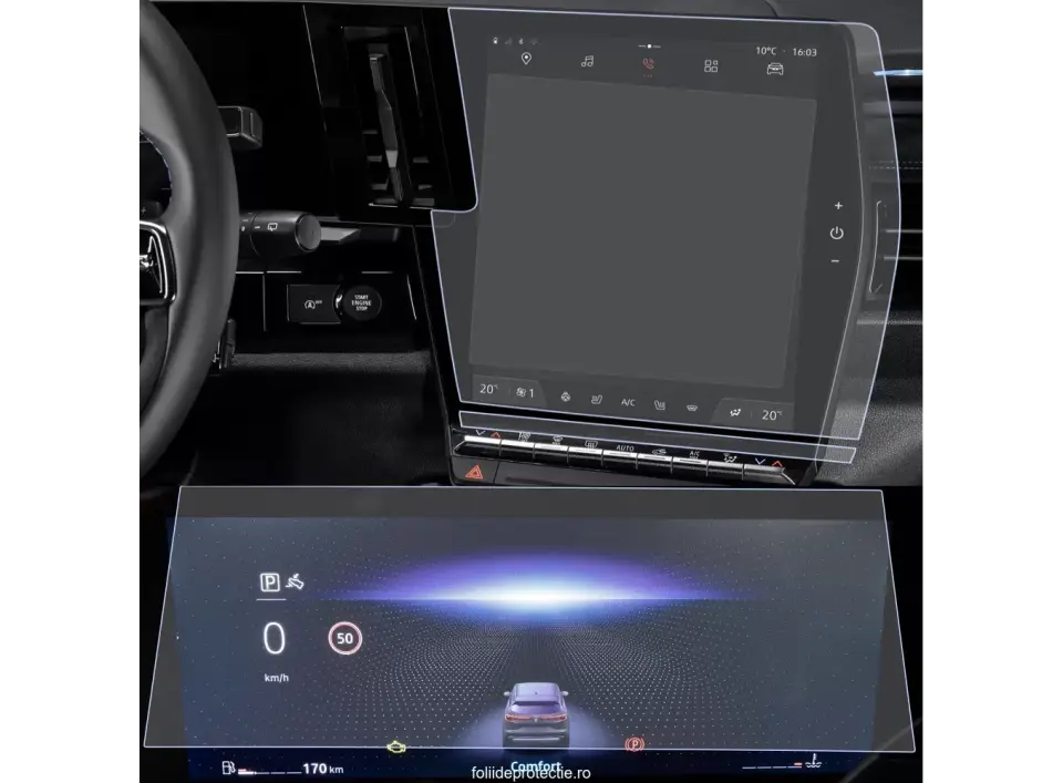 Renault Austral Dijital Gösterge ve 12 İnç Multimedya Ekran Koruyucu 9H Nano İkili Set